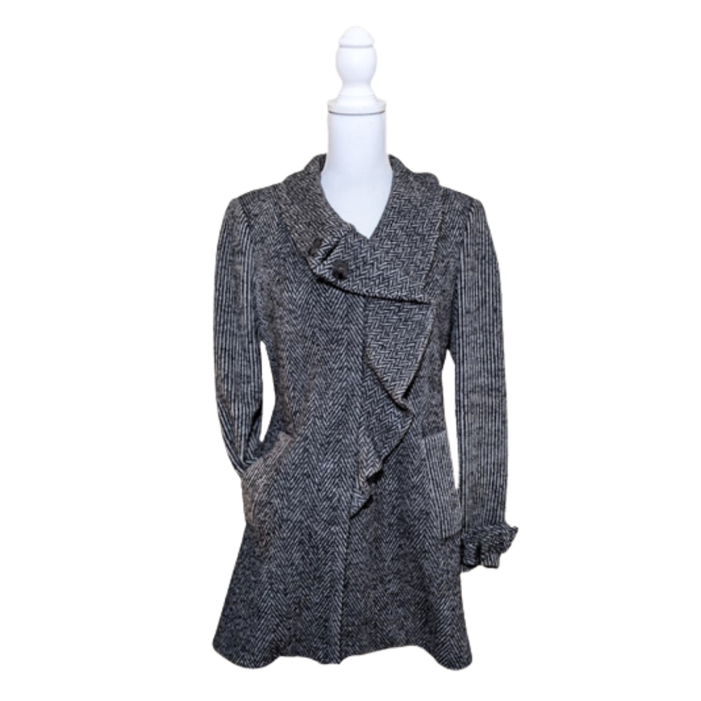DVF Diane von Furstenberg Herringbone Tweed Coat Sofia